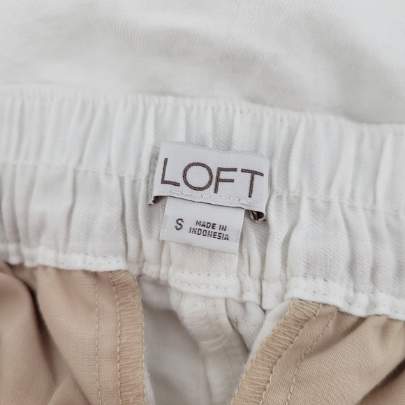 Loft linen blend white pants with belt S - Picture 4 of 5